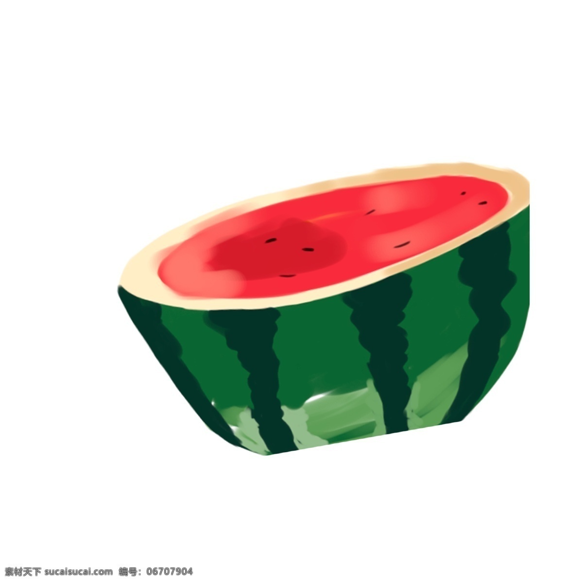 卡通 手绘 半 西瓜 元素 清凉 夏季 水果 半个西瓜 插画设计