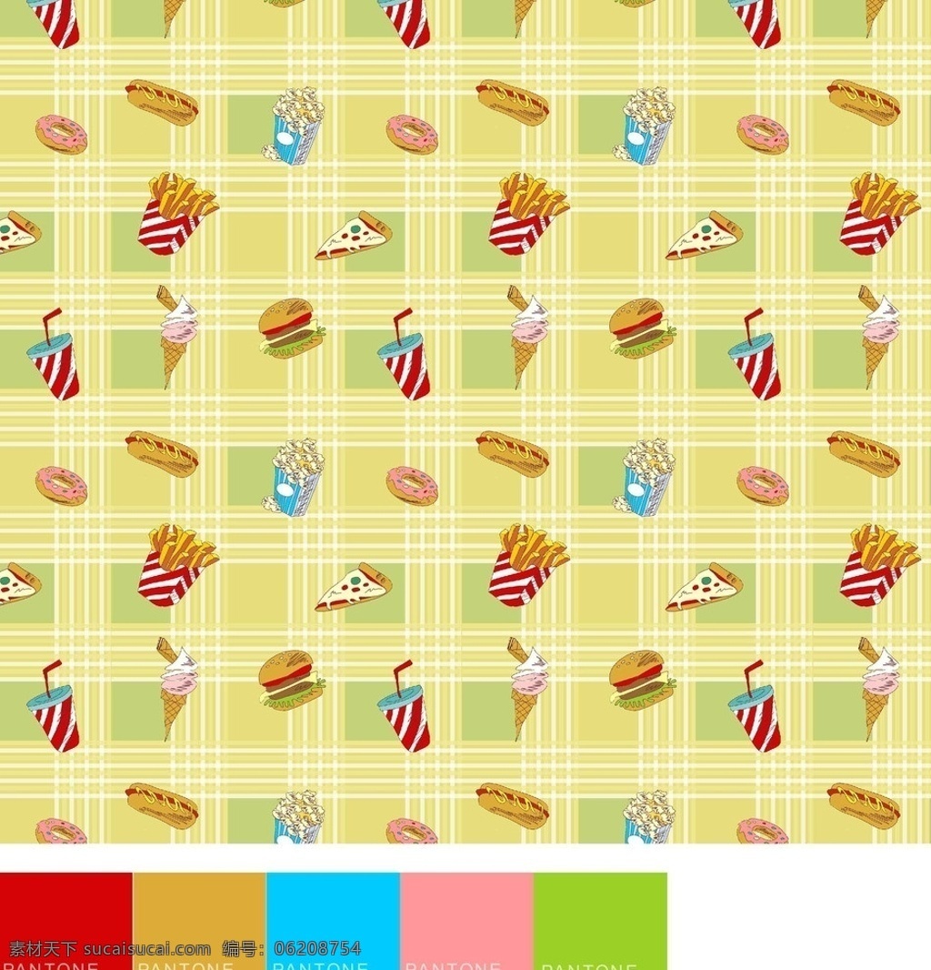 汉堡 薯条 食物 矢量 卡通 动物 印花 甜甜圈 底纹背景 底纹边框