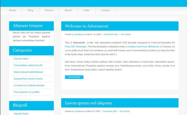 天蓝 信息 blog 网页模板 大气网页模版 个性网页素材 网页素材