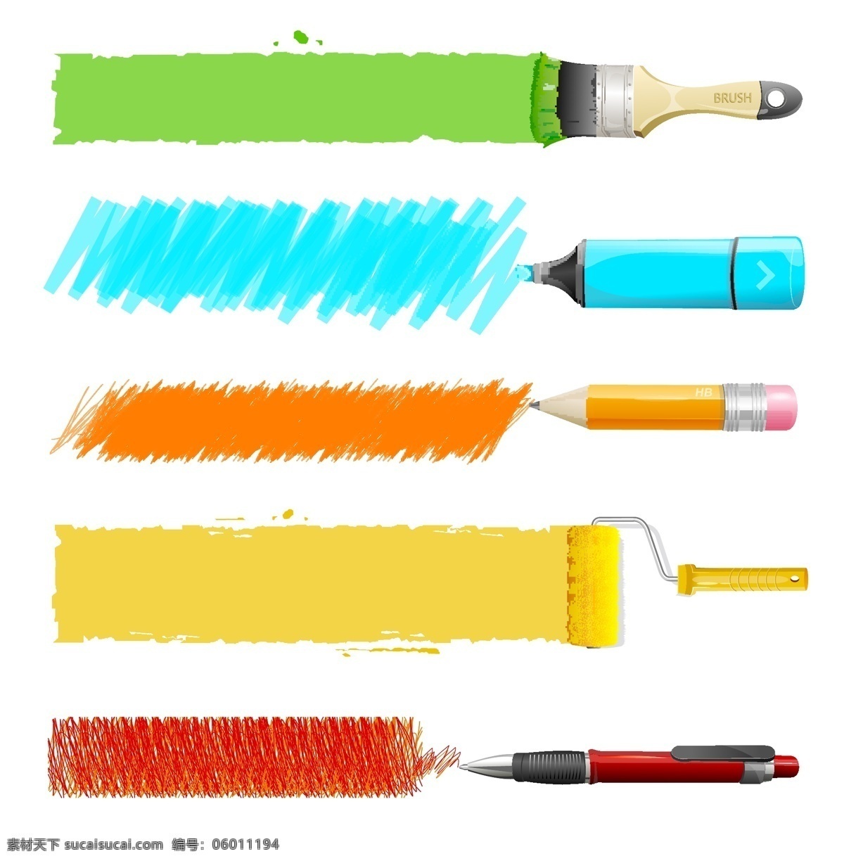 精美 常用 油漆 笔刷 彩色笔刷 毛笔 huangtaolong 矢量图 其他矢量图