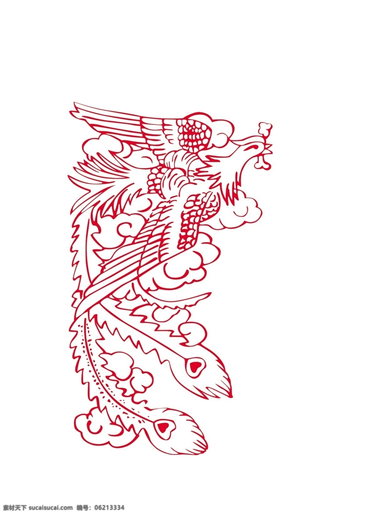 线描凤 凤 凤凰 线描凤凰 分层 源文件