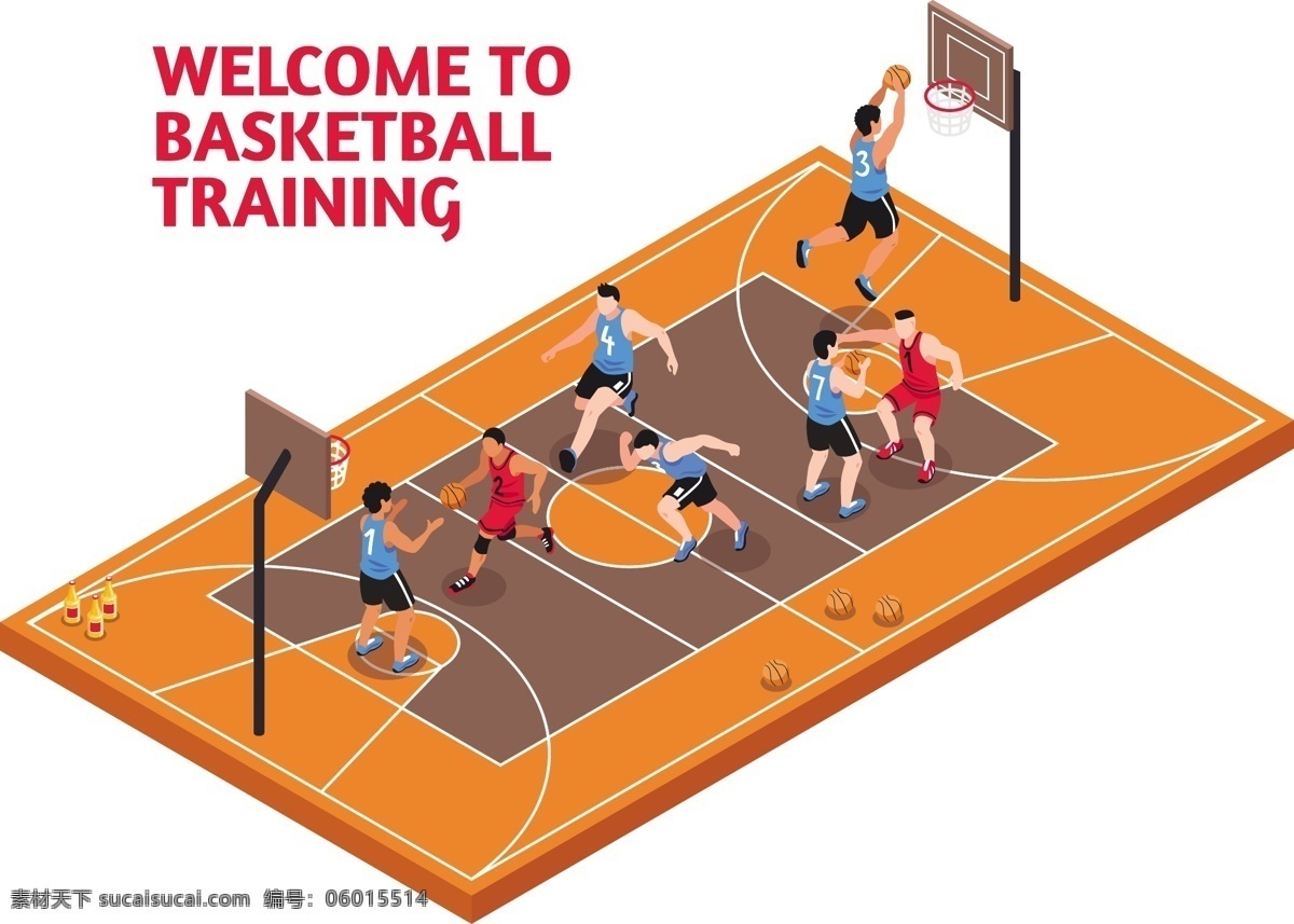 篮球场 篮球 运动 篮球训练 篮网 篮筐 卡通设计