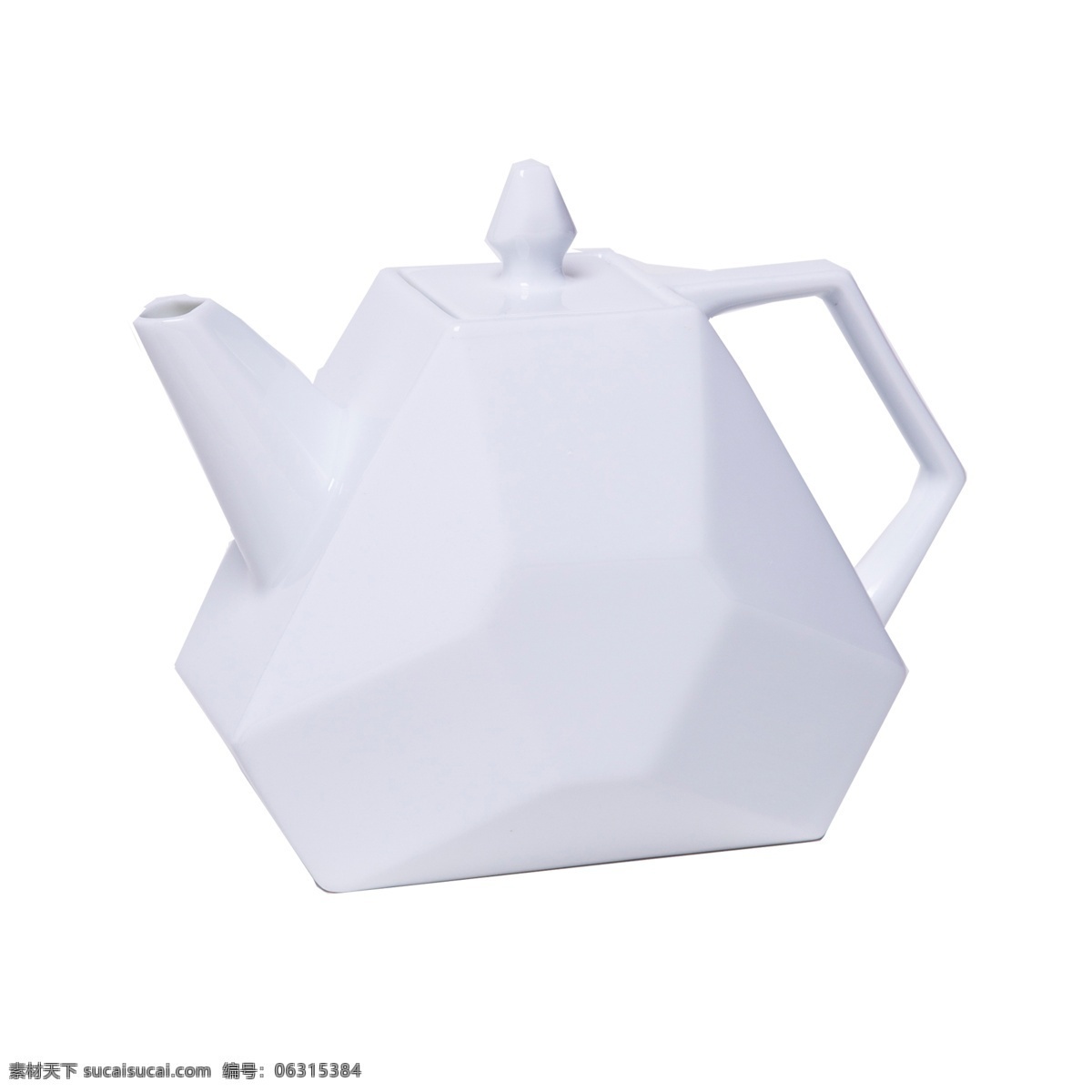 白色 创意 立体 茶壶 元素 光泽 质感 把手 喝的 容器 几何 圆润 三角形 层次