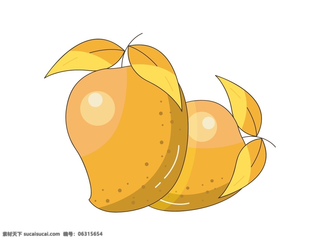 手绘 矢量 芒果 元素 黄色 水果 热带水果 ai元素 免扣元素