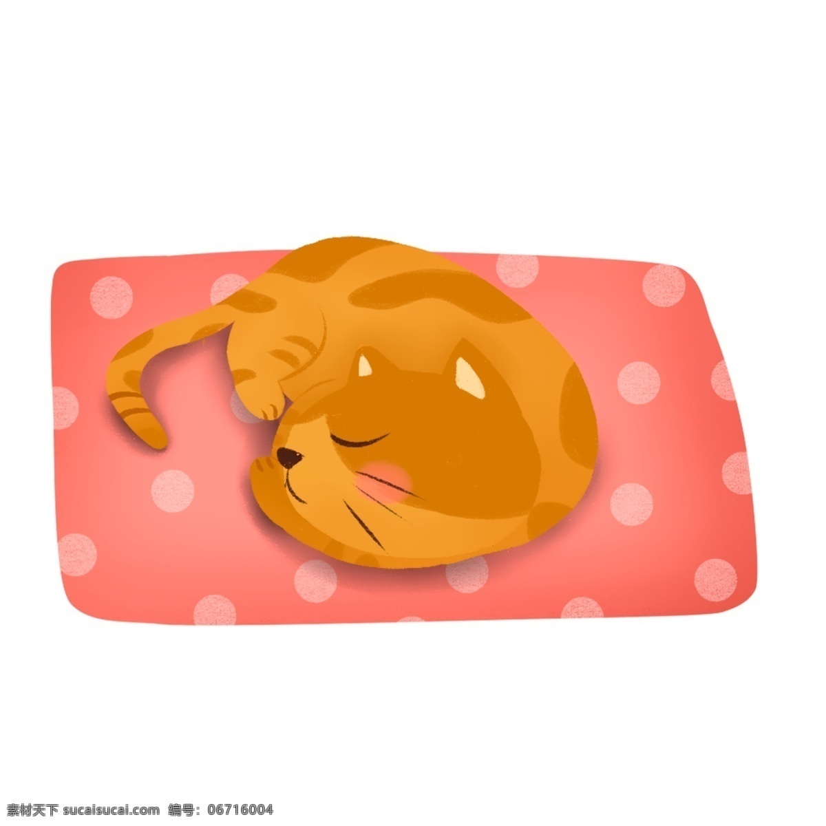 粉色 毯子 上 睡 懒觉 小猫 商用 元素 卡通 地毯 睡觉 插画 动物