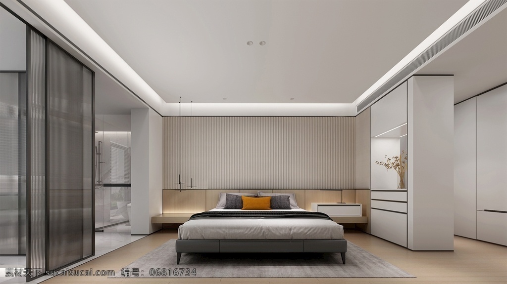 现代 卧室 墙纸 墙布 效果图 室内设计 搭配