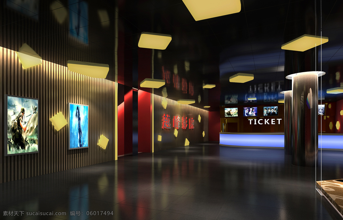 电影院 3d设计 大厅 室内设计 效果图 设计素材 模板下载 公装 家居装饰素材