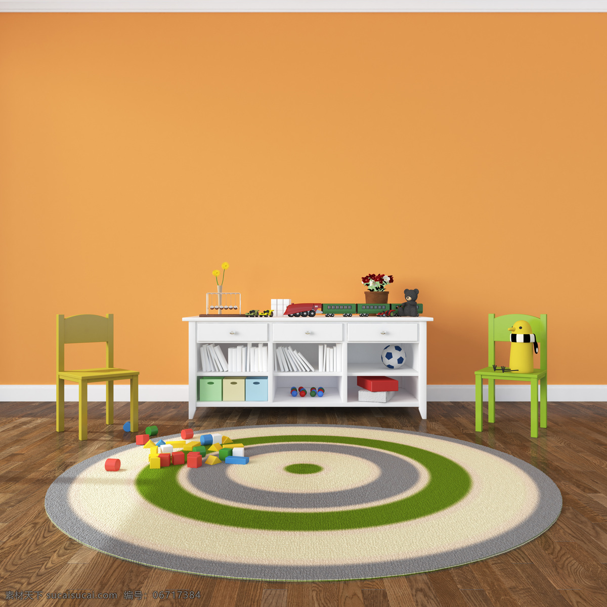 儿童 房间 装饰设计 书架 椅子 室内装饰设计 室内装修设计 室内装潢设计 室内设计 效果图 环境家居 橙色