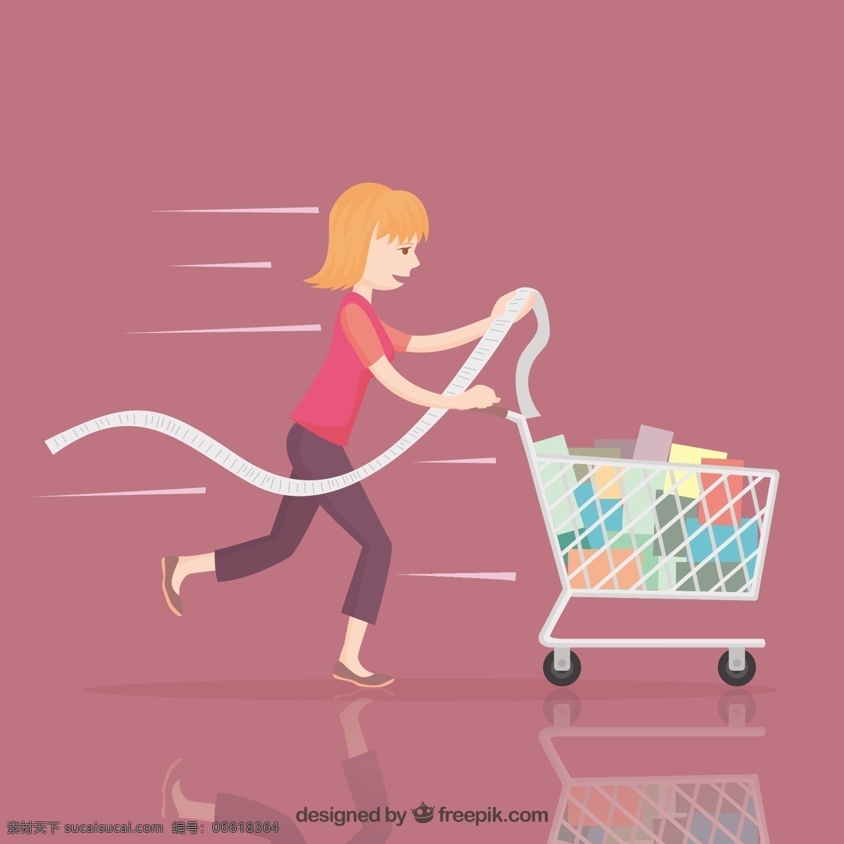 购物车的女人 购物 列表 超市 购物车 购物清单