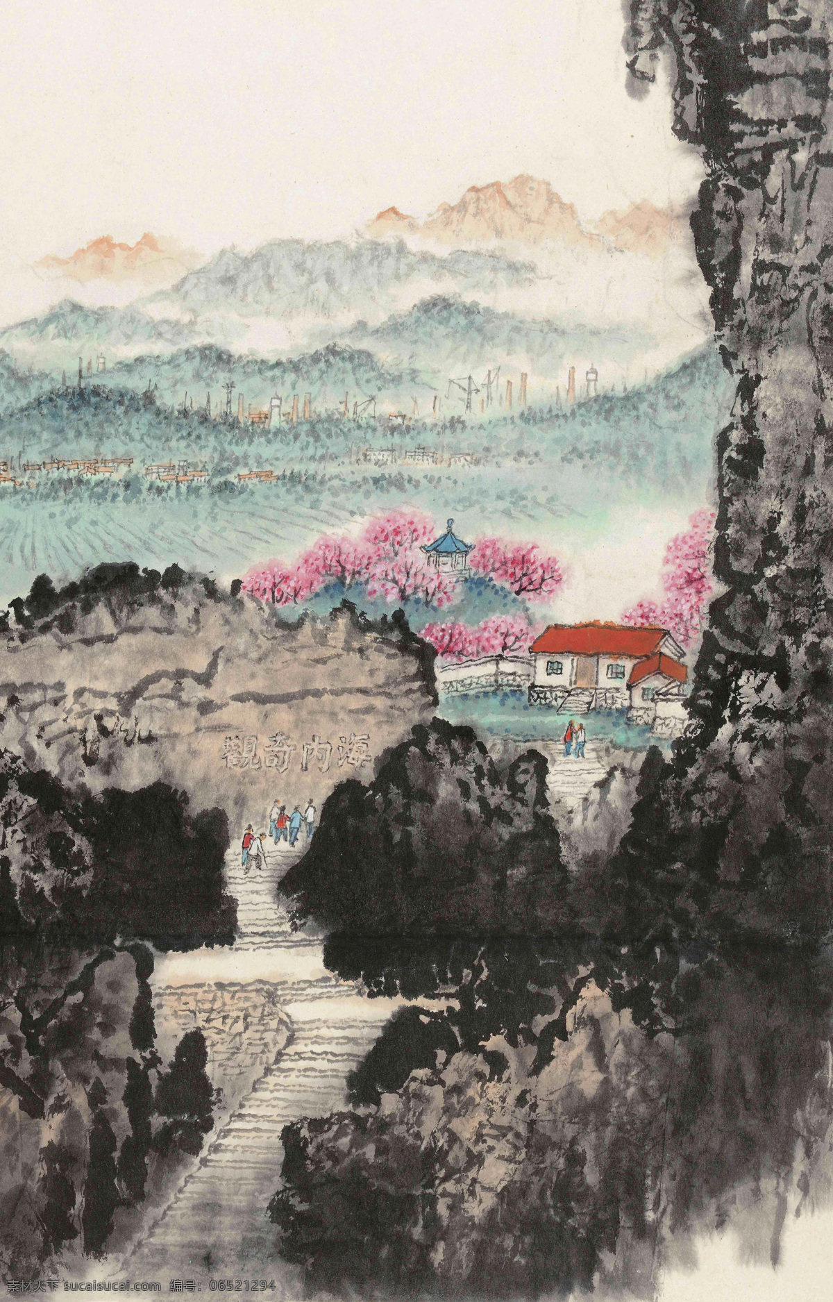 国画 钱松岩 张公洞 张果老 石灰岩 溶洞 乡村 春天 写意 水墨画 中国画 国画钱松岩 文化艺术 绘画书法