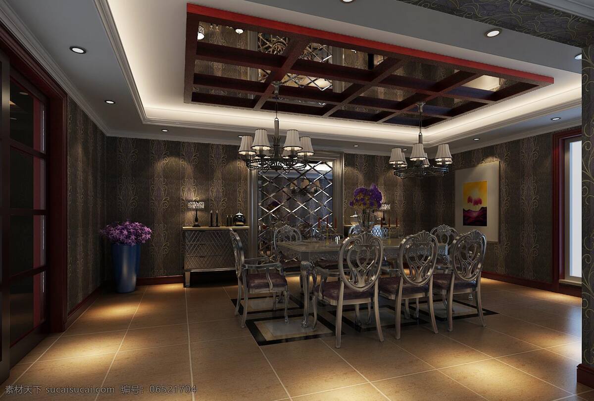 新 古典 效果图 3d设计 餐厅背景墙 餐厅效果图 室内设计 新古典 新古典效果图 装饰素材