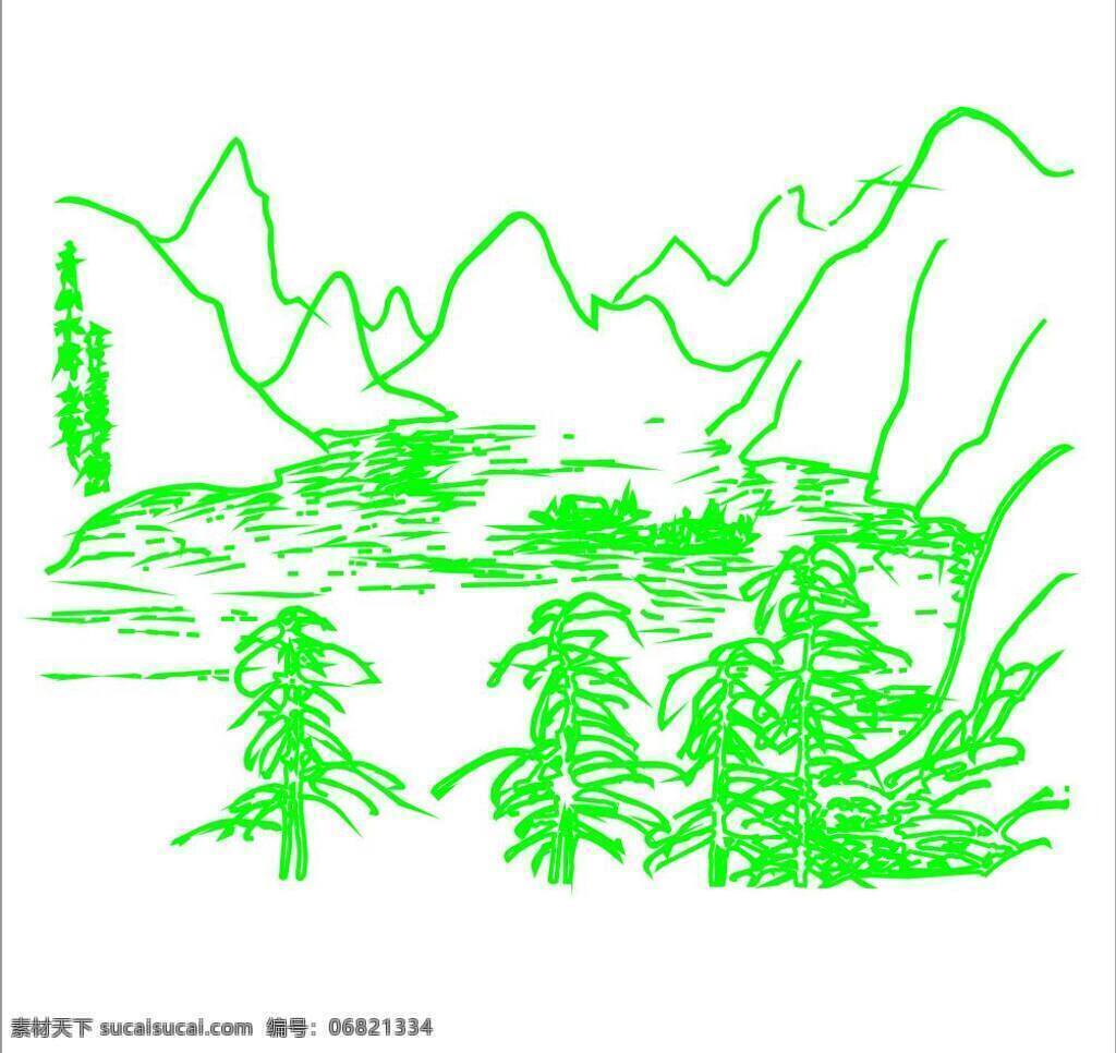 飞鸟 风景 风景画 绿树 美丽风景 青山绿水 山水 山水风景 矢量 模板下载 山水画 水画 自然风景 远山 松树 文化艺术 装饰素材 山水风景画