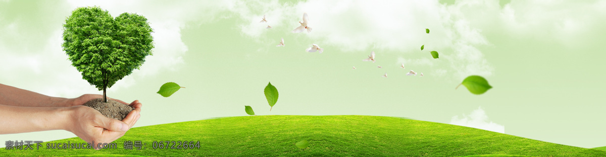 健康 绿色 banner 高清 奔跑 草坪 鸽子 蓝色 蓝天 绿叶 树 树叶