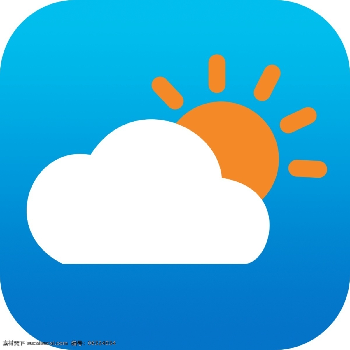 天气 icon 源文件 ui设计 白云 橙色 蓝色 太阳 天气app 手机 app app图标