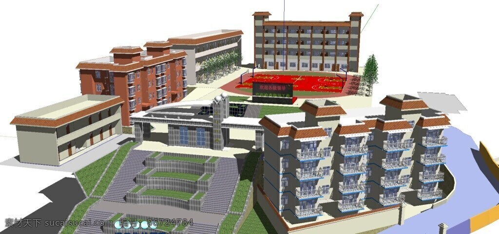 正大 中学 效果图 正大中学 环境设计 建筑 精品 景观 景观设计 绿化 模型