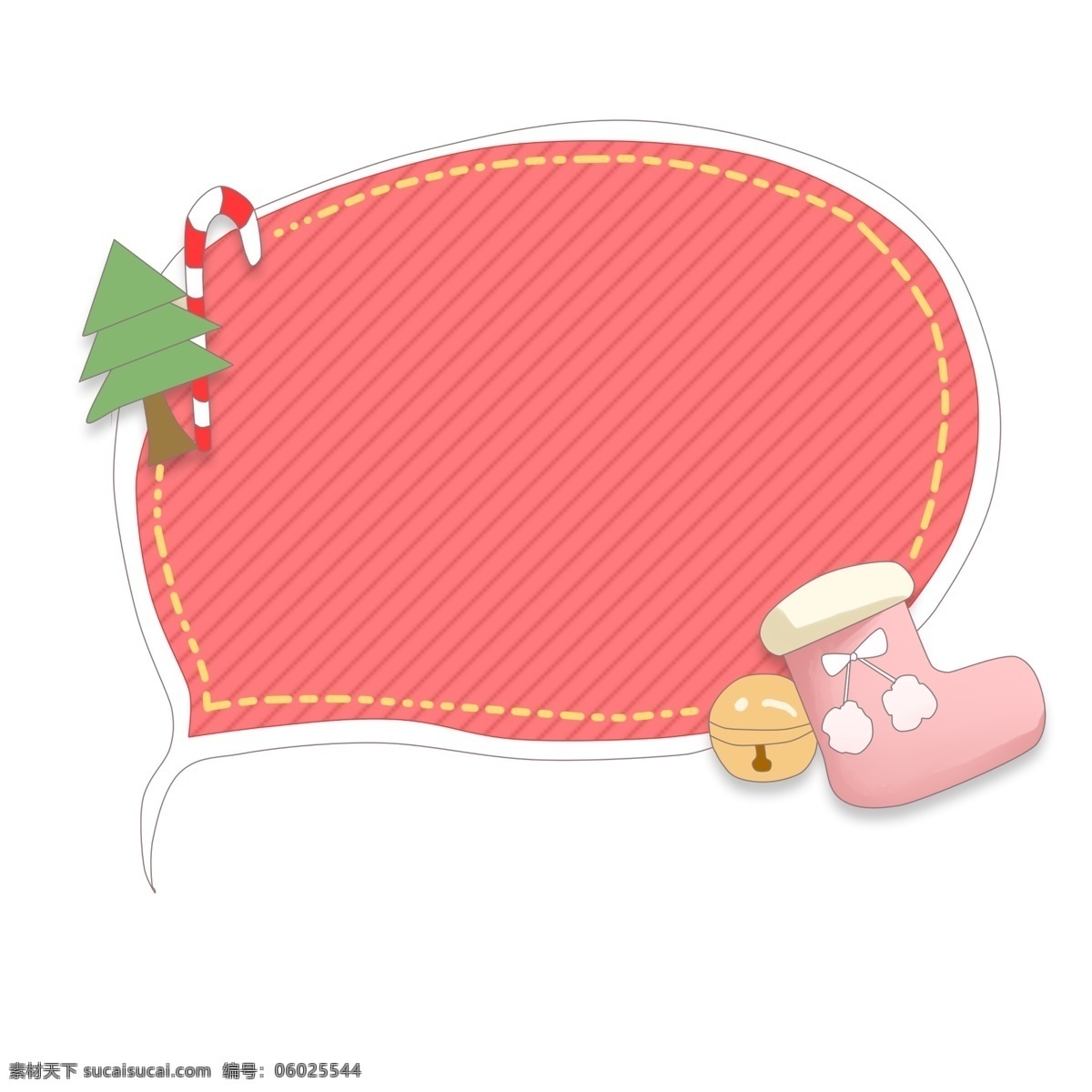 圣诞 袜子 对话框 插画 圣诞树 铃铛