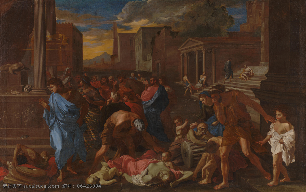 poussin 古典主义 油画 装饰画 法国 画家 尼古拉斯 普桑 nicolas after ashdod at plague the caroselli angelo 历史 战争 家居装饰素材