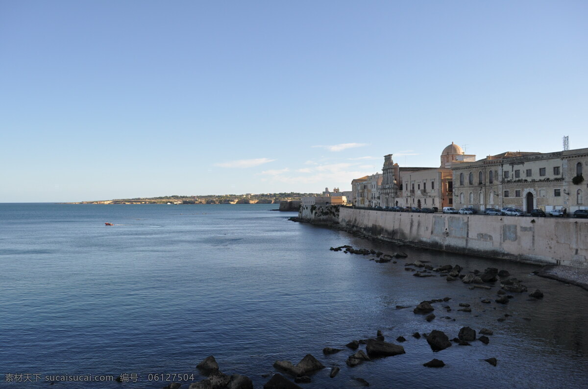 欧洲 海边 城堡 建筑 高清 奥提伽 西西里 锡拉库萨 旅游胜地 西西里小镇