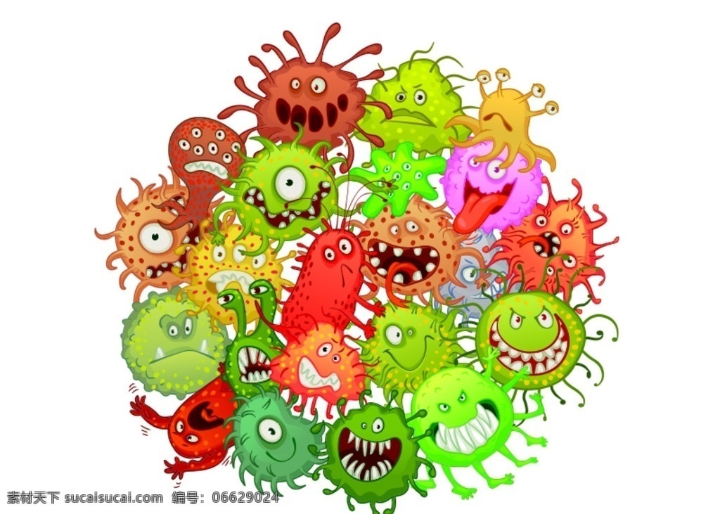 矢量病毒细菌 矢量病毒 矢量细菌 病毒形象卡通 细菌形象卡通 病毒人物 细菌人物 细菌卡通 病毒卡通 矢量图合集 生物世界 昆虫