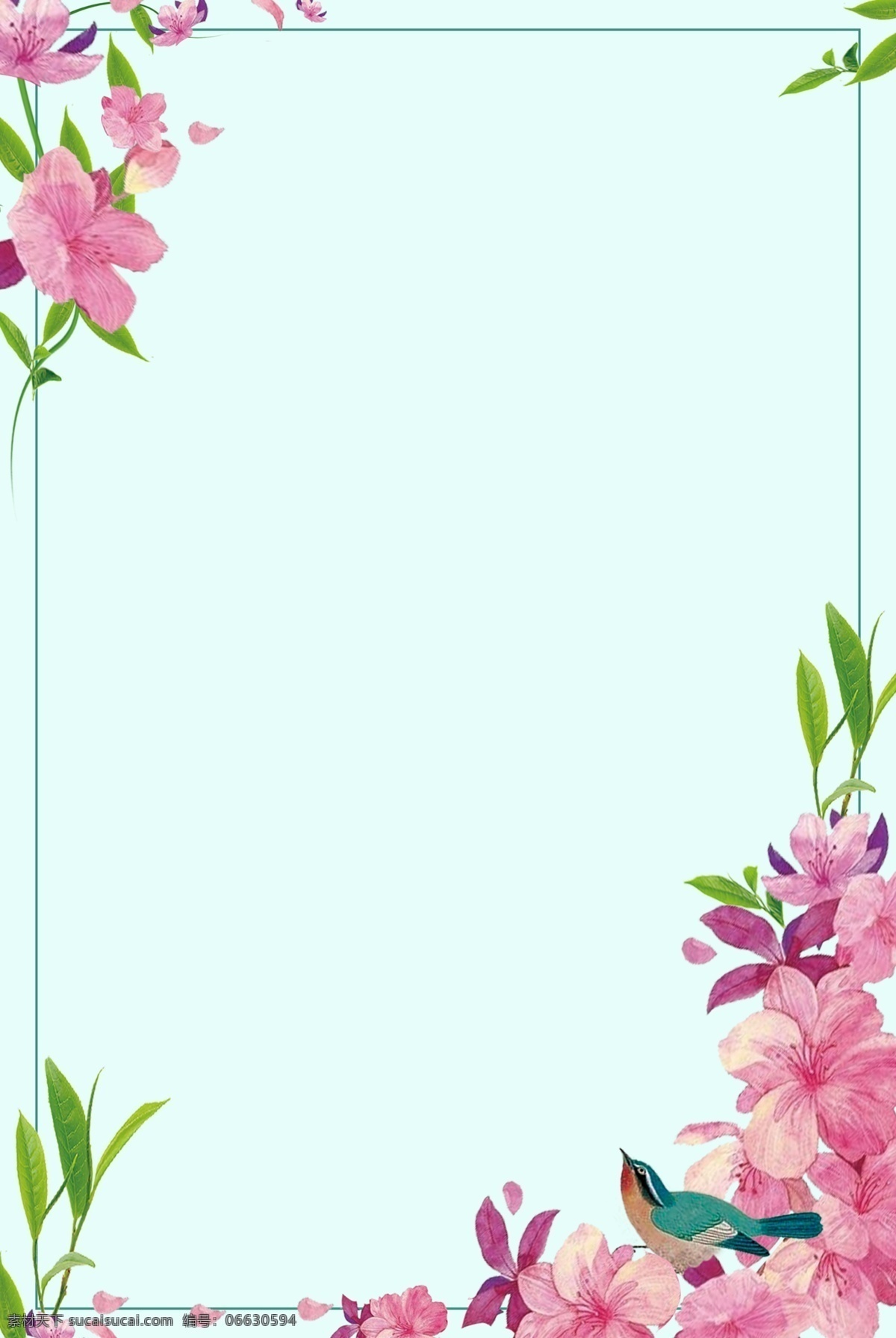 典雅 粉红 花朵 边框 背景 花朵边框 简约 素雅 文艺 植物 环境 自然 清新 叶子