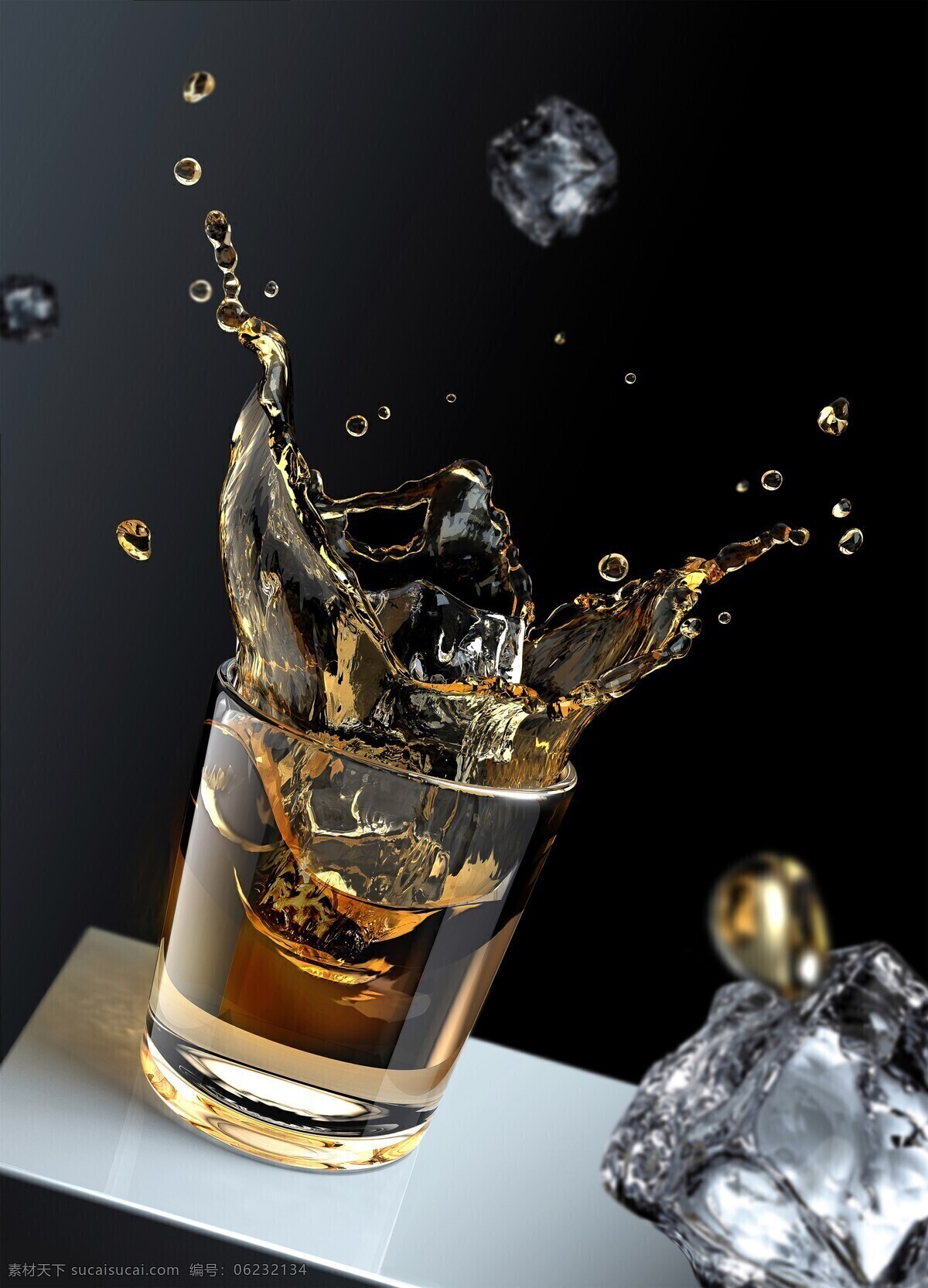 威士忌图片 威士忌 烈酒 冰块 玻璃酒杯 酒水 美食 饮料 酒杯 加冰威士忌 餐饮美食