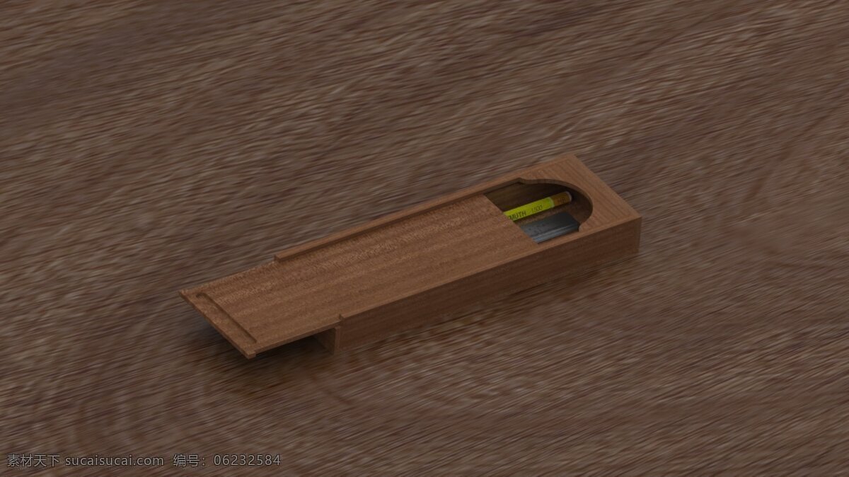 老 同学 铅笔盒 经典的 木材 学校的 简单的 3d模型素材 其他3d模型