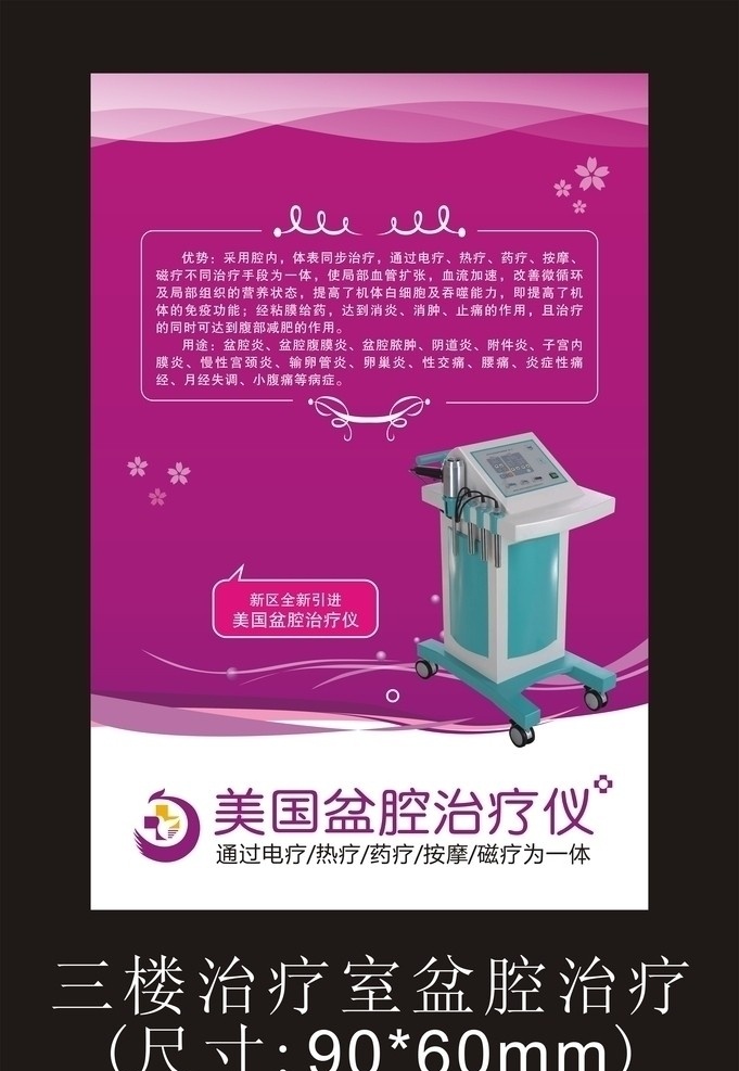 院内广告 盆腔治疗仪 妇科仪器 医疗仪器 医院仪器 广告 宣传 院内宣传 医院 医院广告 医疗 医疗广告 妇科 男科 妇科广告 男科广告 室内广告 护士 门诊 门诊广告 矢量