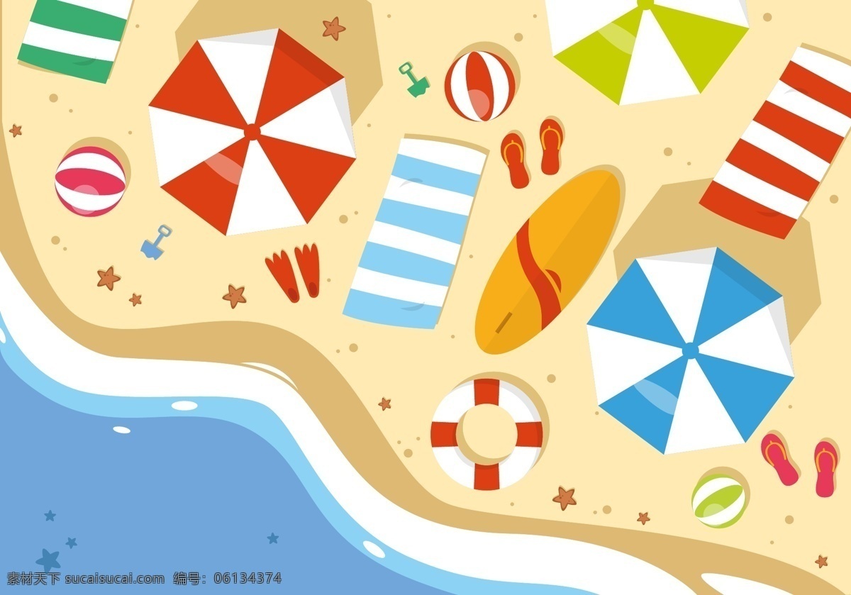 夏天 黄色 沙滩 旅游度假 热 热带 夏天旅游 度假 遮阳伞 排球 泳圈 拖鞋 海边度假 旅游
