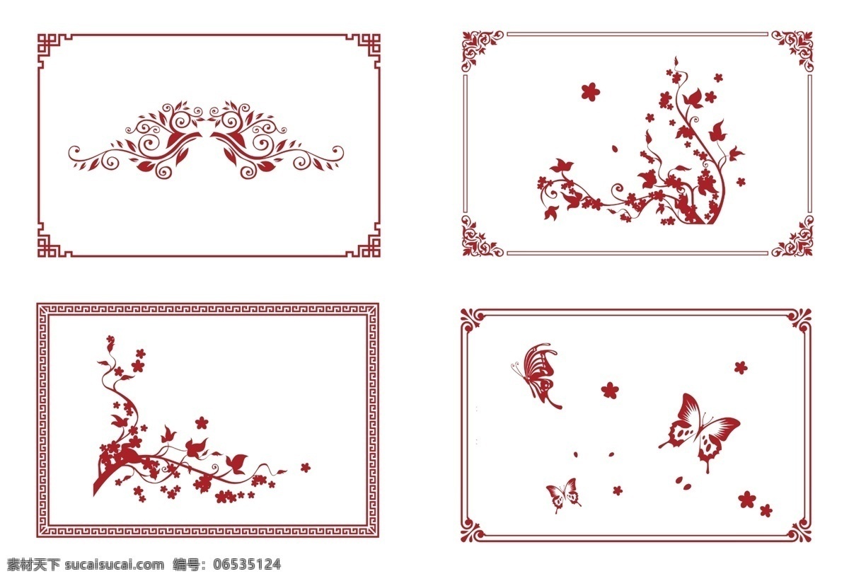 古典花纹边框 古典 花纹 边框 图案 蝴蝶 线条 方框 花卉 剪纸 中式 高清 psd分层 现代时尚系列 底纹边框 花边花纹
