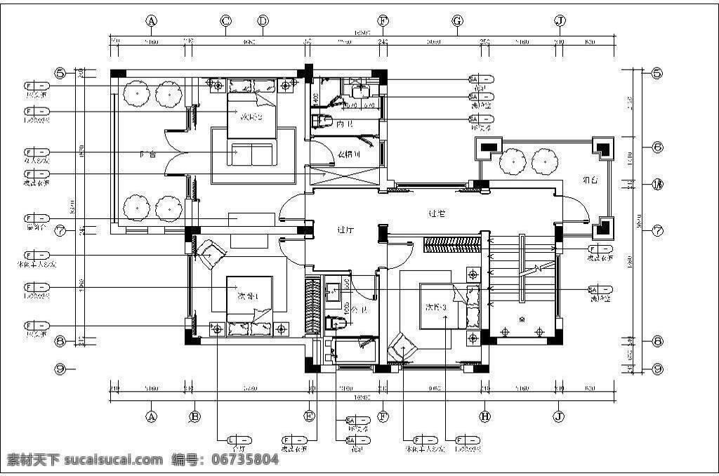 上海 双拼 平面图 室内设计 室内装饰 cad 简约 合租