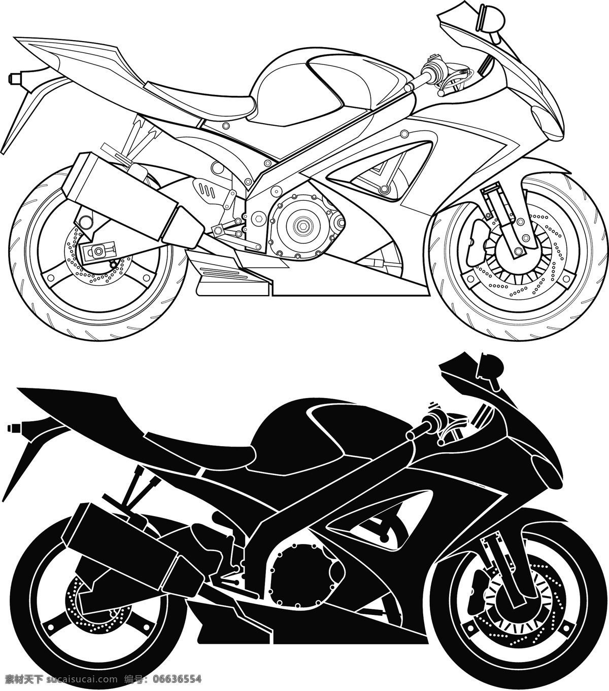 摩托车 手绘 交通工具 轻骑 摩托 机动车 现代科技 矢量