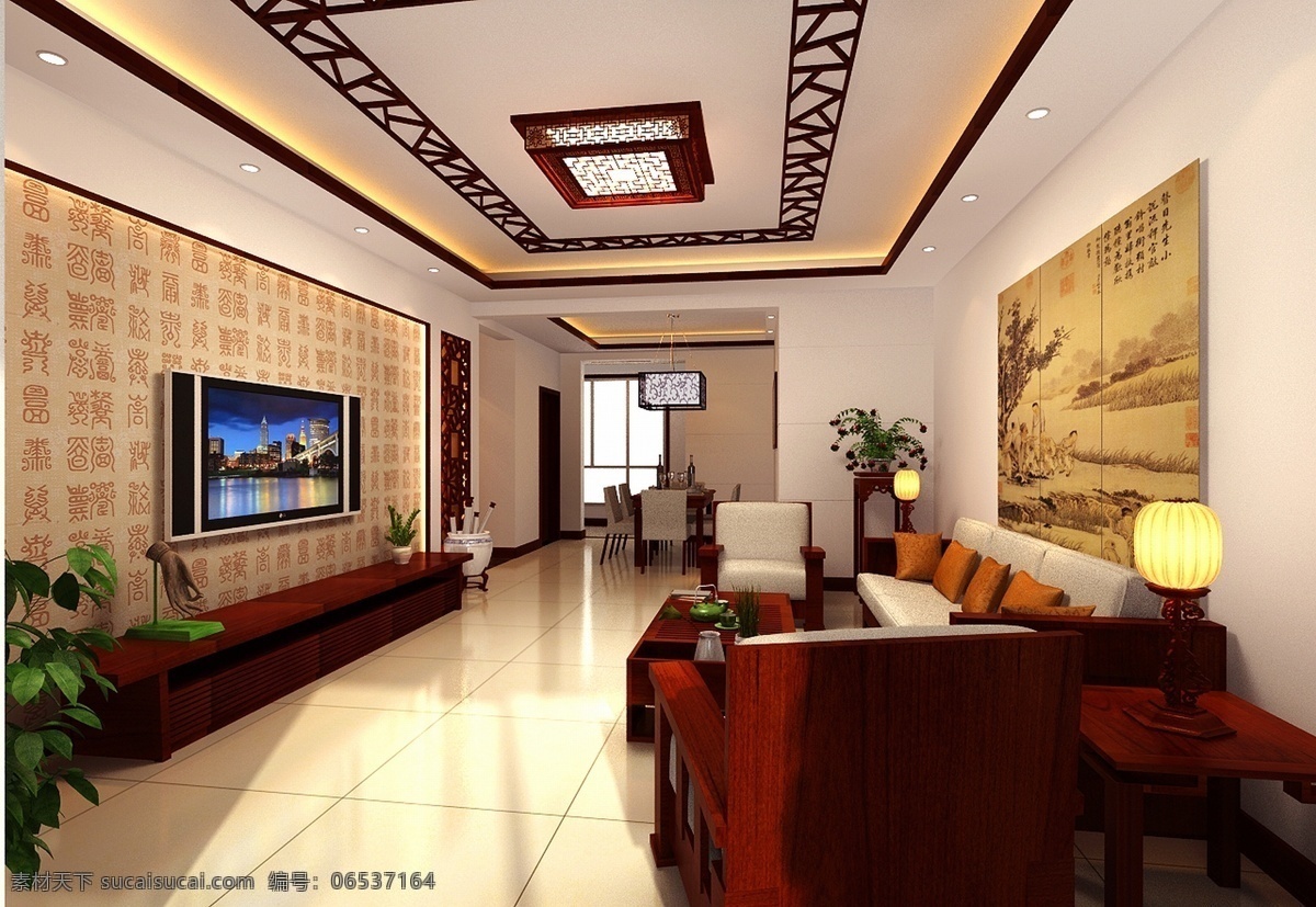 灯饰 电视墙 环境设计 家装 客厅 沙发 室内设计 中式 装修 效果图 中式装修 装饰画 现代 家居装饰素材