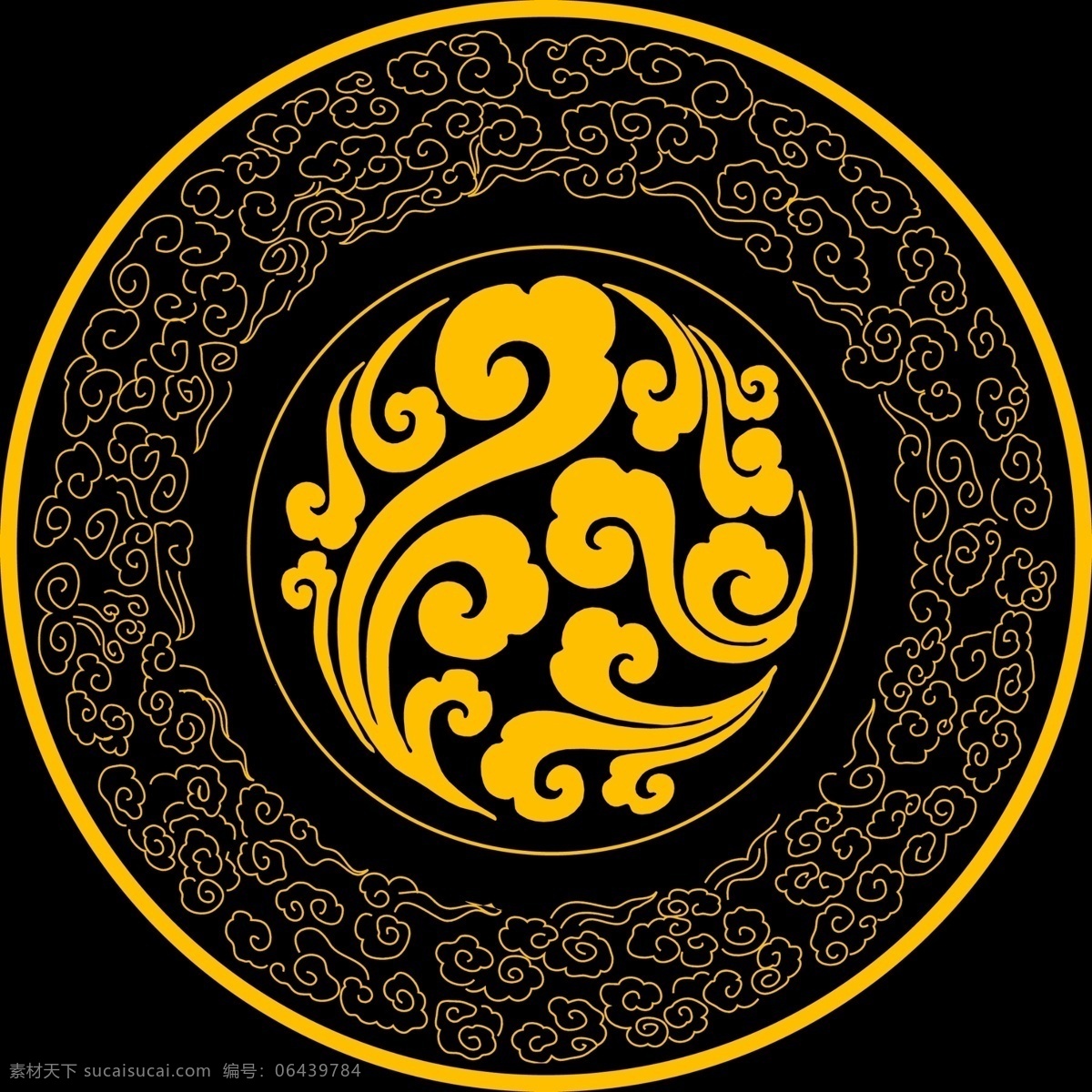 古典花纹圆形 传统 边框 图案 吉祥 文化 分层