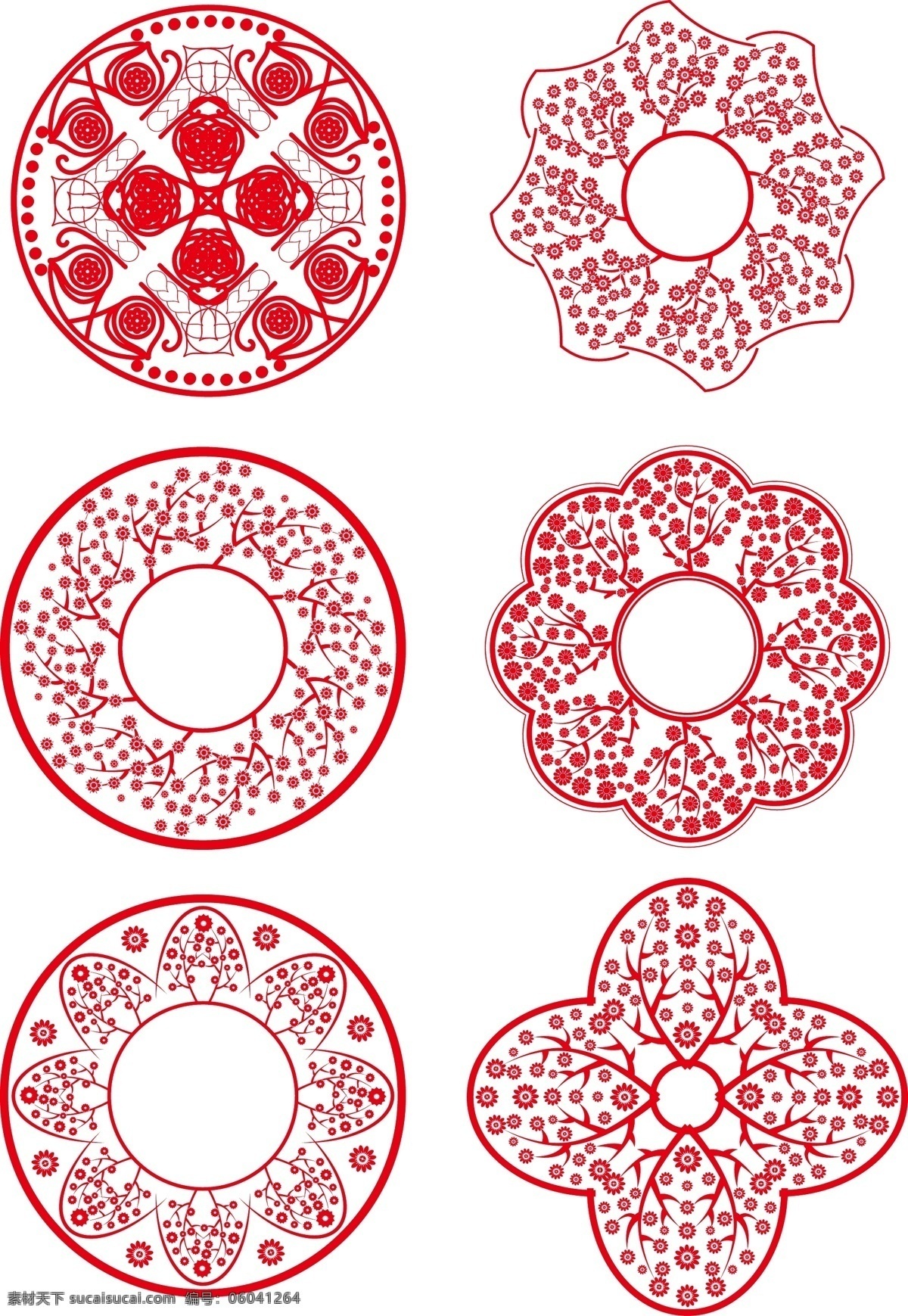 复古 底纹 怀旧 中 国风 团花 红色 传统文化 花纹 壁画 吉祥图像 矢量 花团 花 文化艺术