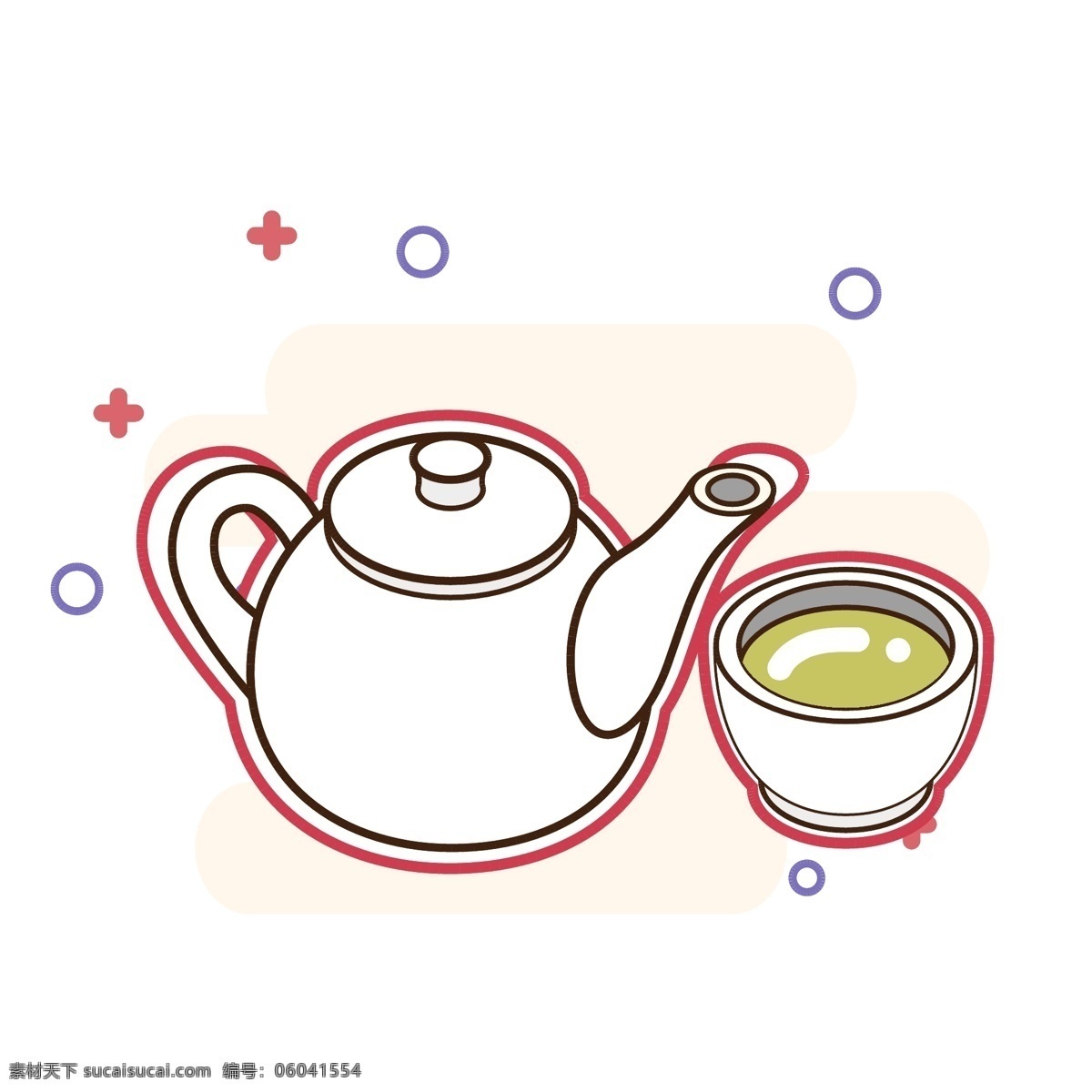 矢量 茶具 元素 商用 茶 茶杯 茶壶 绿茶
