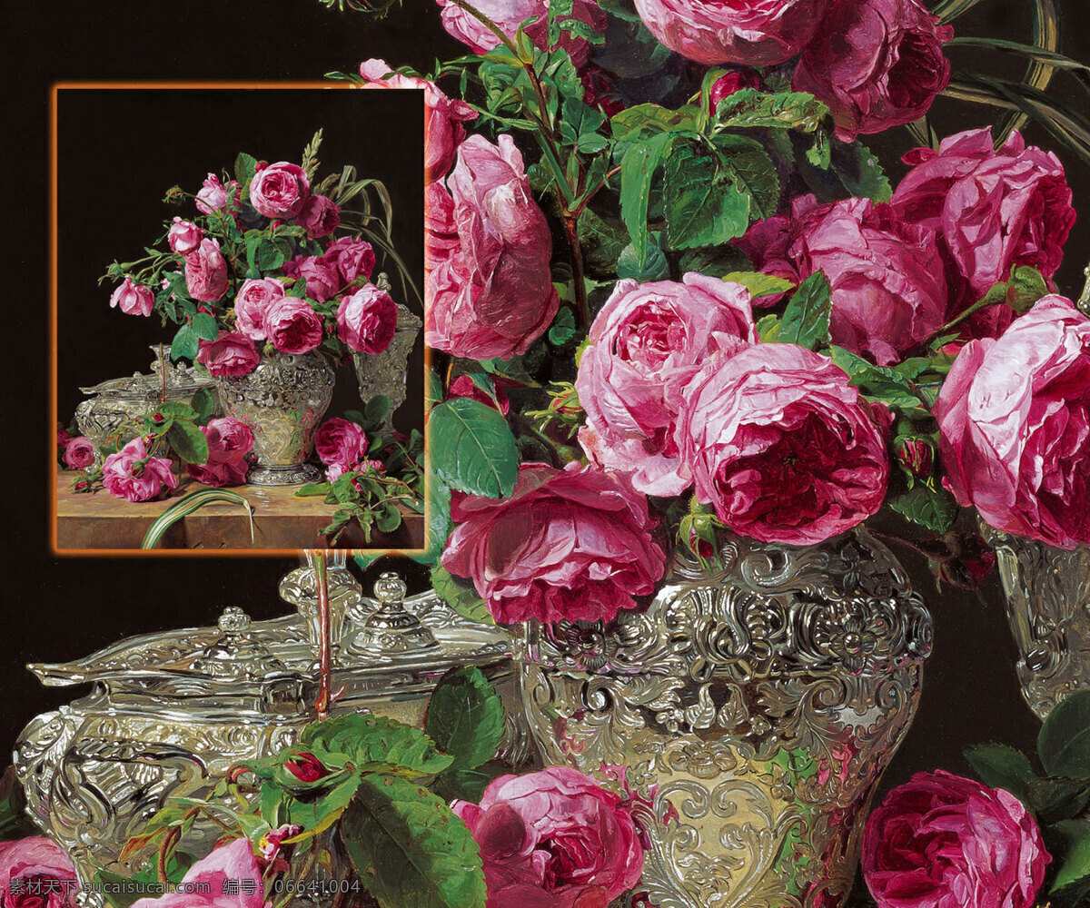 静物油画 油画 世界名画 欧洲油画 玫瑰花 花瓶 抽象油画 名画 绘画书法 文化艺术 古典绘画