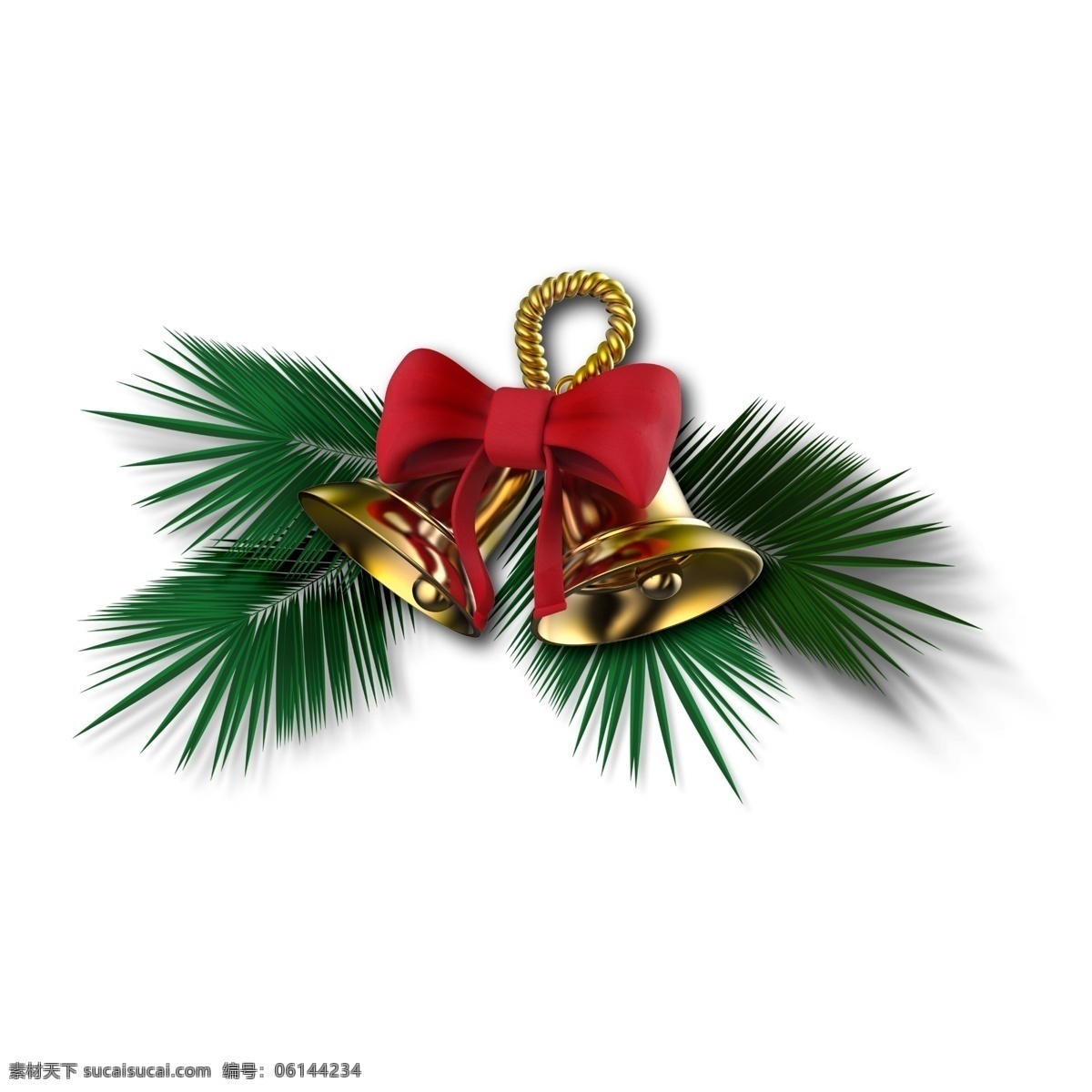 圣诞素材铃铛 圣诞铃铛松叶 圣诞素材 圣诞蝴蝶结 铃铛蝴蝶结 ps素材 分层