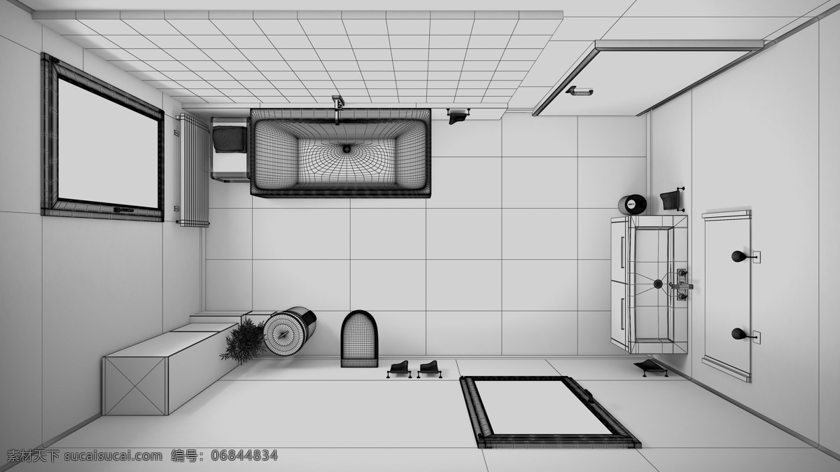 卫生间 3d 效果图 俯视图 室内设计 设计图 环境家居