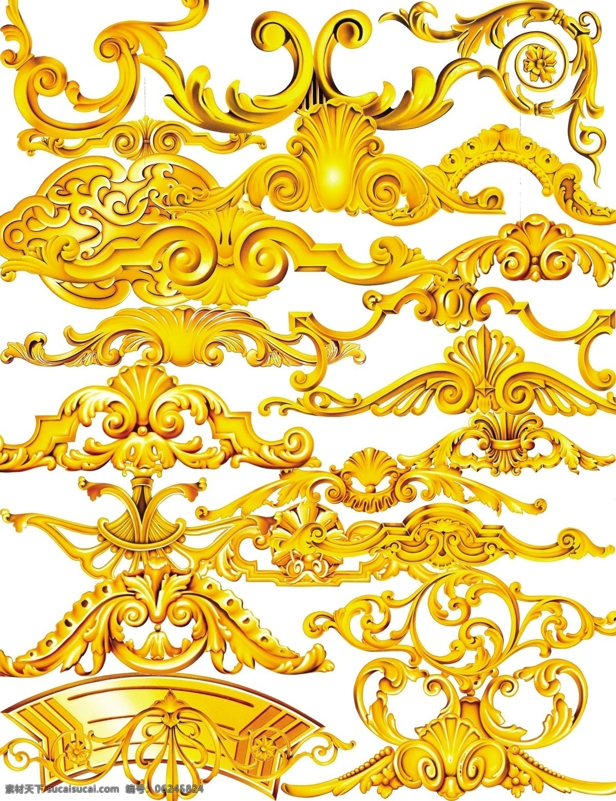 中国 古代 金色 纹饰 合 辑 传统 图形 psd源文件