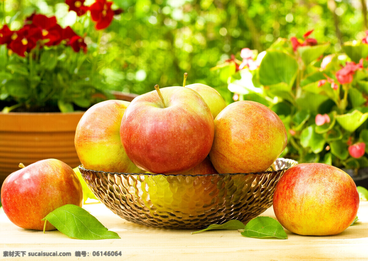 新鲜 苹果 鲜花 水果蔬菜 新鲜水果 盘子 餐饮美食 黄色