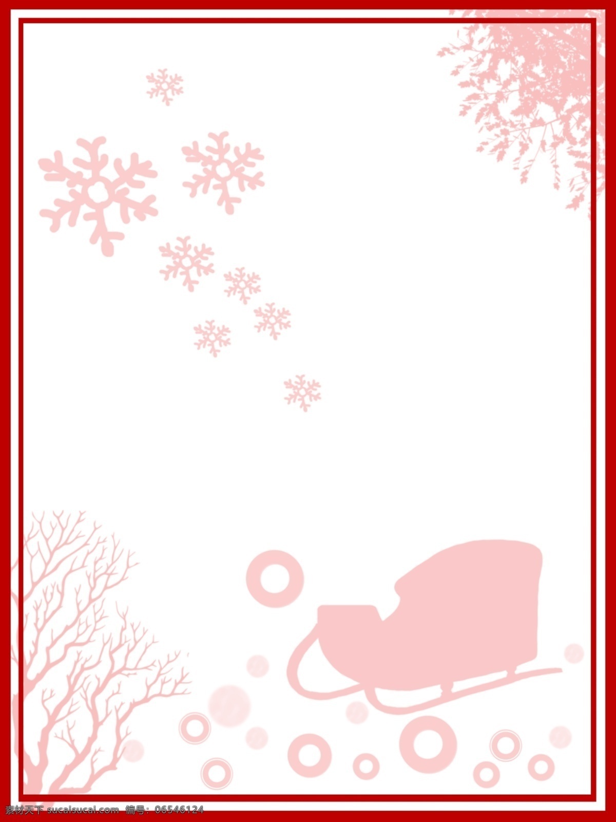 纯 原创 冬季 下雪 圣诞 雪橇 红色 喜庆 背景 节日 雪花