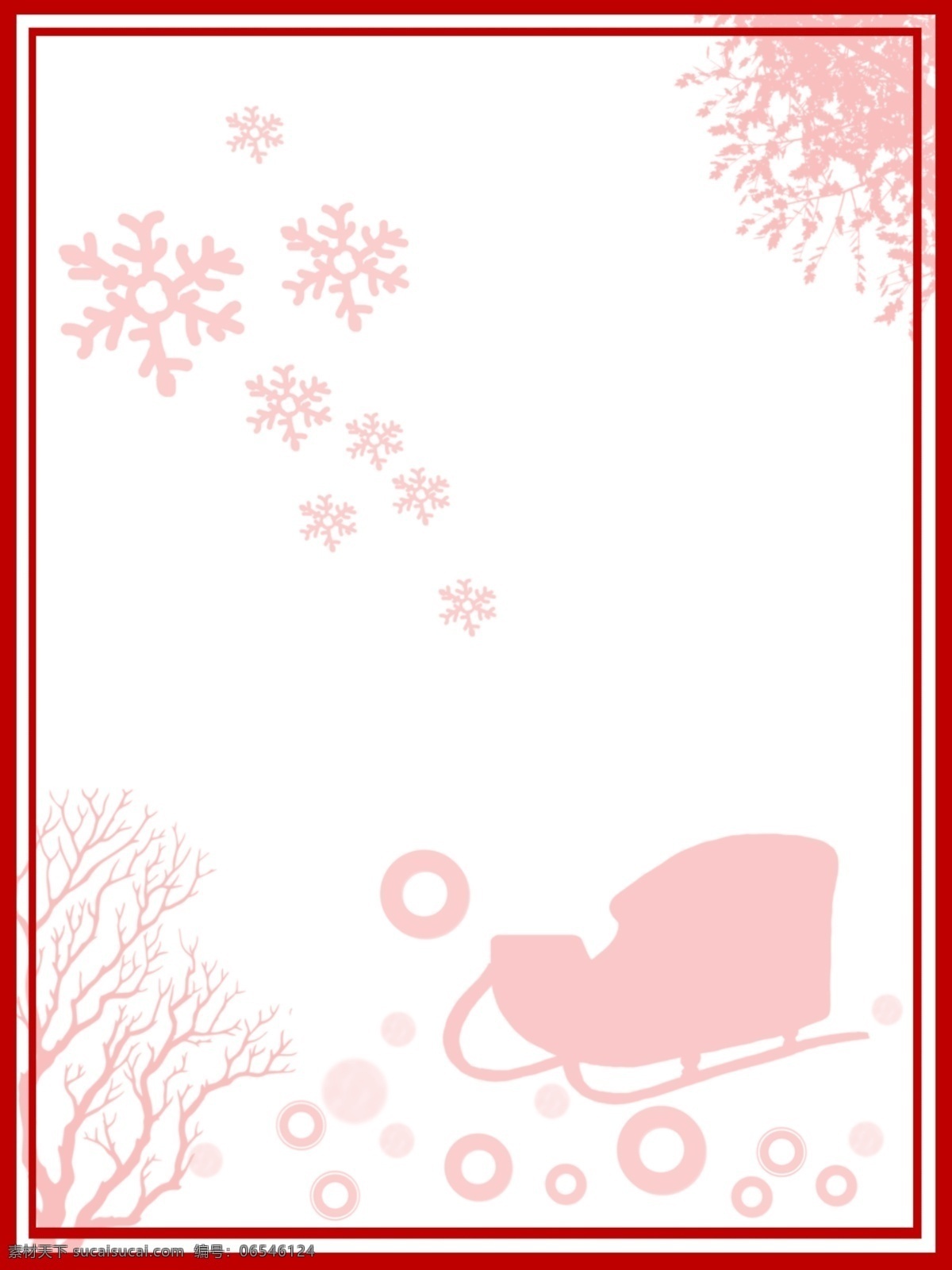 纯 原创 冬季 下雪 圣诞 雪橇 红色 喜庆 背景 节日 雪花