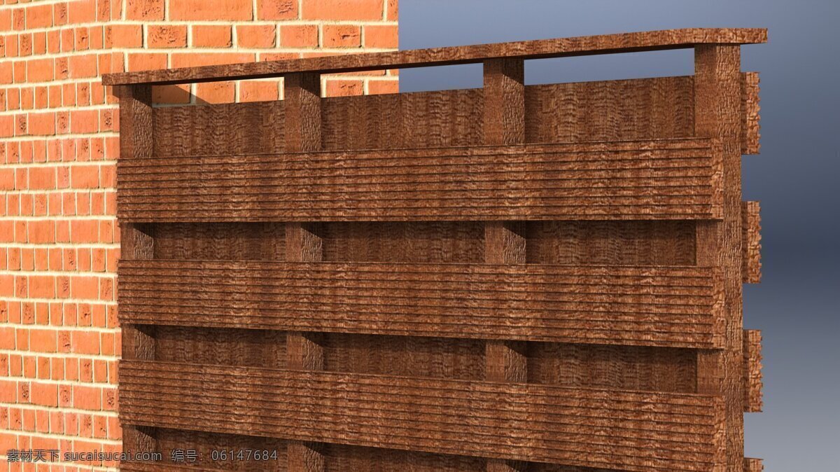 新的栅栏 木栅栏 sldprt 棕色