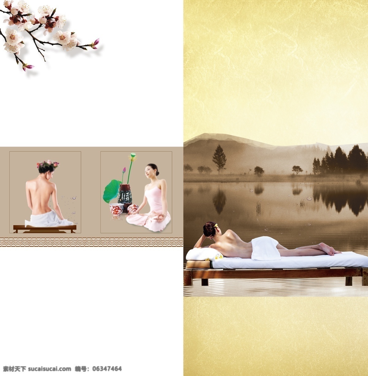 美容养生画册 桃花 女士美容 美容 养生 水珠 美女养生图 养生图片 美容图片 画册设计 广告设计模板 源文件