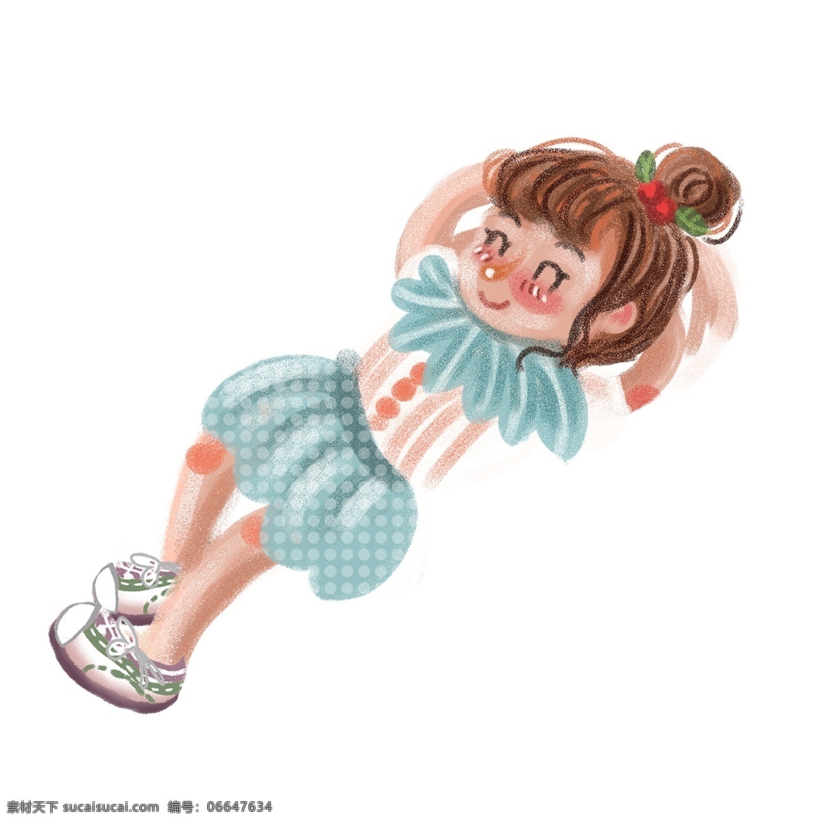 睡觉 小女孩 插画 图案 可爱 人物 女孩 手绘 绘画 简约 创意 小清新 装饰 水彩