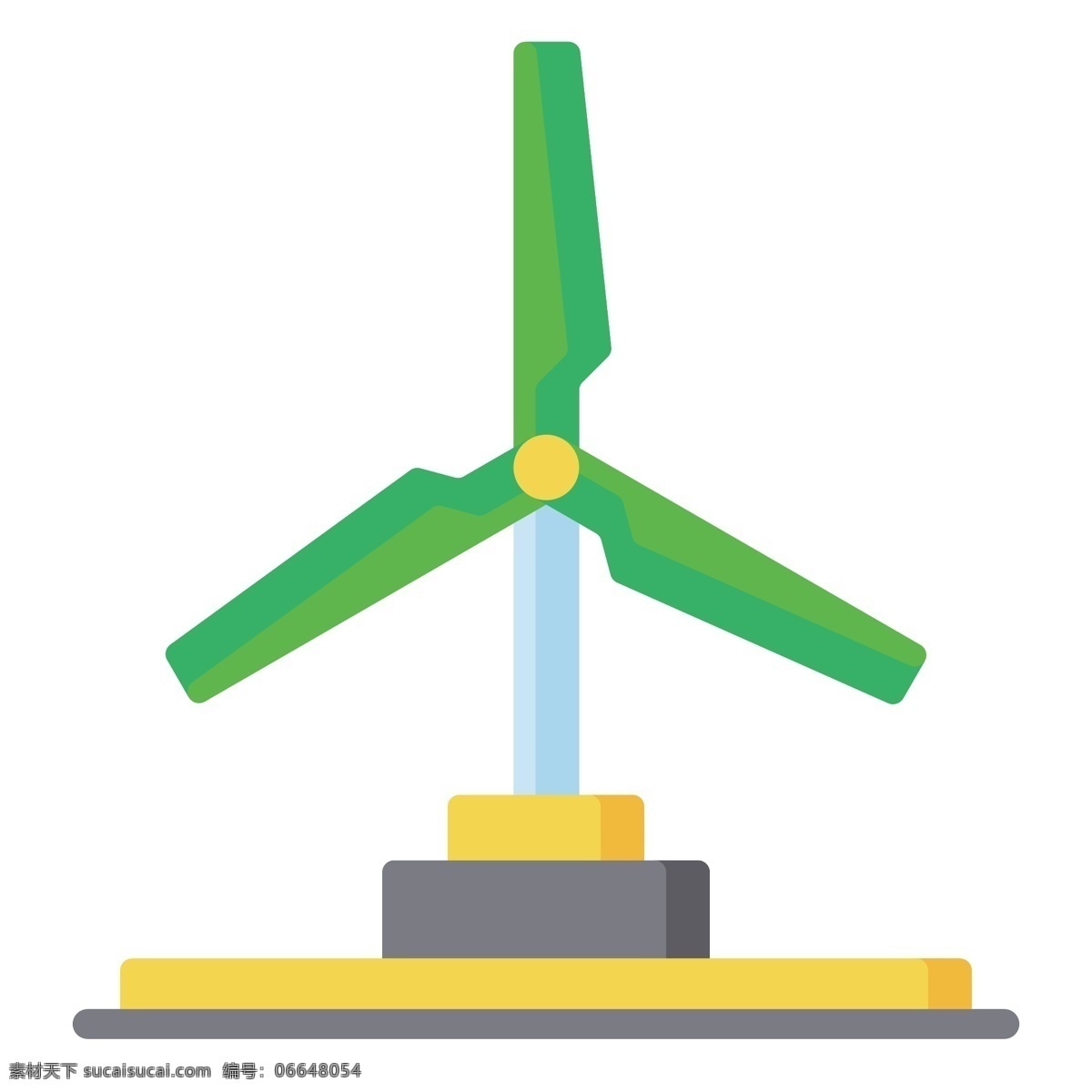 绿色 风车 环保 插画 绿色的风车 卡通插画 风车插画 环保插画 低碳环保 风力发电 黄色的基座