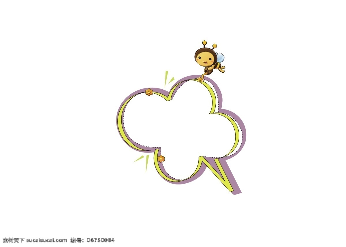 卡通 云朵 对话框 元素 蜜蜂