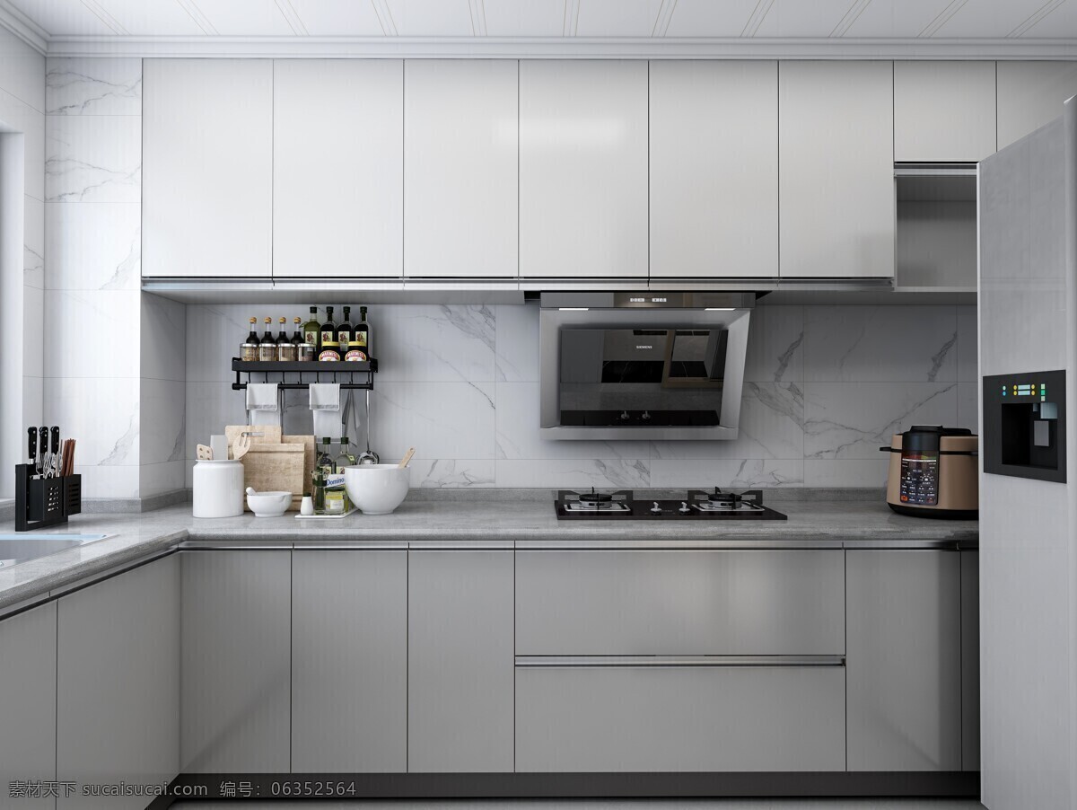 厨房 效果图 燃气灶 冰箱 碗 柜子 室内效果图 3d设计 3d作品
