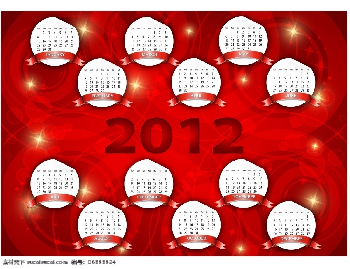 2012 标签 红色 圈圈 日历 生活百科 生活用品 贴纸 线条 矢量 模板下载 日历主题 淘宝素材 淘宝促销标签
