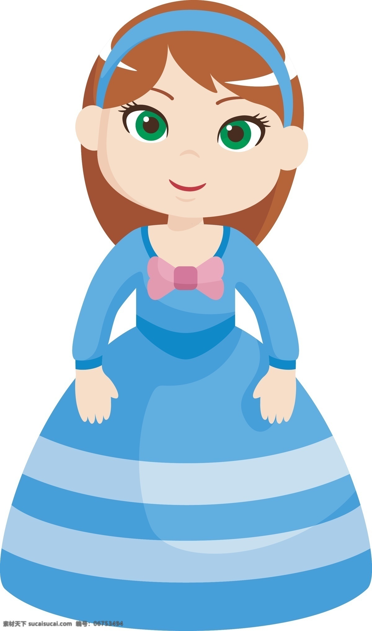 卡通 矢量 身穿 蓝色 礼服 美丽 公主 卡通矢量 蓝色礼服 童话世界 公主设计 人物 裙子 童话 插画 王子 城堡 海报